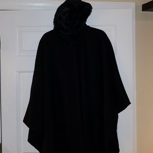 Perfect condition long fur hooded poncho